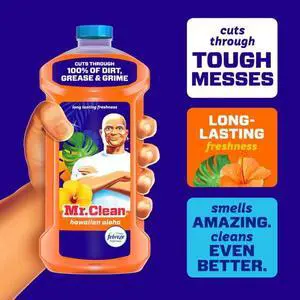 Powerful MultiSurface Household Cleaning Liquid, Fruity Floral Fragrance, For Tile, Linoleum and Finished Wood Floors Powerful MultiSurface Household Cleaning Liquid, Fruity Floral Fragrance, For Tile, Linoleum and Finished Wood Floors