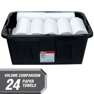 HeavyDuty Polypropylene Storage Tote, Secure 2Point Snap Closure, Stackable Design for Garage, Shed and Basement Storage HeavyDuty Polypropylene Storage Tote, Secure 2Point Snap Closure, Stackable Design for Garage, Shed and Basement Storage