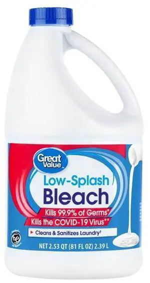 LowSplash Bleach 81 fl oz, ControlledPour Sanitizing Cleaner, Kills 99.9% GermsViruses for Laundry and HardSurface Disinfection LowSplash Bleach 81 fl oz, ControlledPour Sanitizing Cleaner, Kills 99.9% GermsViruses for Laundry and HardSurface Disinfection