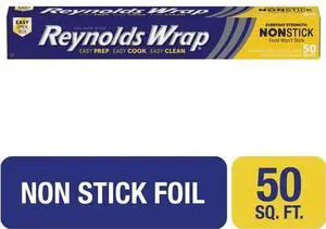 NonStick Aluminum Foil Roll 50 Sq Ft, DullSide NonStick Coating, EasyOpenStayClosed Tab for Cooking Wrapping Freezing Food NonStick Aluminum Foil Roll 50 Sq Ft, DullSide NonStick Coating, EasyOpenStayClosed Tab for Cooking Wrapping Freezing Food