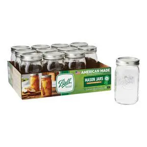 Ball Wide Mouth Quart 32oz. Glass Mason Jars with Lids and Bands, 12 Count Ball Wide Mouth Quart 32oz. Glass Mason Jars with Lids and Bands, 12 Count