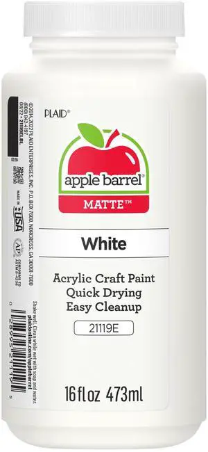 Apple Barrel 16 fl oz WaterBased Acrylic Craft Paint, Matte Finish, Works on Wood, Canvas, Paper & Styrofoam, SoapandWater Easy CleanUp for DIY Arts Apple Barrel 16 fl oz WaterBased Acrylic Craft Paint, Matte Finish, Works on Wood, Canvas, Paper & Styrofoam, SoapandWater Easy CleanUp for DIY Arts