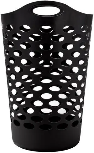Mainstays Flexible Round Laundry Hamper with Carry Handles, Black Plastic Mainstays Flexible Round Laundry Hamper with Carry Handles, Black Plastic