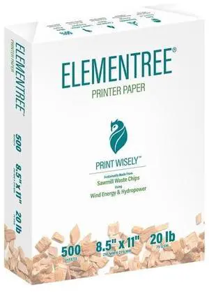 Elementree EcoFriendly Printer Paper Ream, 500 Sheets 8.5"×11", ZeroTreeCut, HighOpacity DoubleSided Printing for Laser & Inkjet Printers Elementree EcoFriendly Printer Paper Ream, 500 Sheets 8.5"×11", ZeroTreeCut, HighOpacity DoubleSided Printing for Laser & Inkjet Printers