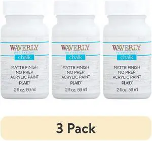 (3 pack) Waverly Inspirations Chalk Paint, Ultra Matte, White, 2 fl oz (3 pack) Waverly Inspirations Chalk Paint, Ultra Matte, White, 2 fl oz