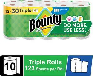 Bounty Paper Towels Select-A-Size White, 10 Triple Rolls, 123 Sheets Per Roll Bounty Paper Towels Select-A-Size White, 10 Triple Rolls, 123 Sheets Per Roll