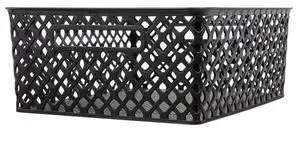 Stackable Mainstays Medium Storage Bin, WovenLook OpenTop Basket with Carrying Handles, for Shelves, Dressers, Countertops and Floor Storage Stackable Mainstays Medium Storage Bin, WovenLook OpenTop Basket with Carrying Handles, for Shelves, Dressers, Countertops and Floor Storage