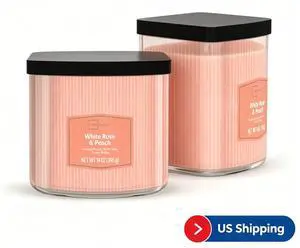 Mainstays White Rose and Peach 3-Wick Textured Wrap Candle, 14 oz Mainstays White Rose and Peach 3-Wick Textured Wrap Candle, 14 oz