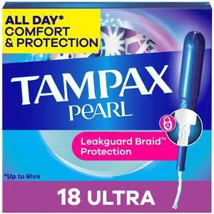 Tampax Pearl Tampons with LeakGuard Braid, Ultra Absorbency, 18 Count Tampax Pearl Tampons with LeakGuard Braid, Ultra Absorbency, 18 Count