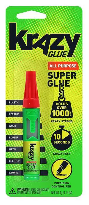 Krazy Glue All Purpose Precision Control Superglue Pen 4g Clear Fast-Drying Adhesive One-Drop Applicator for Plastic Ceramic Wood Rubber Metal Leather & More Krazy Glue All Purpose Precision Control Superglue Pen 4g Clear Fast-Drying Adhesive One-Drop Applicator for Plastic Ceramic Wood Rubber Metal Leather & More