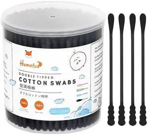 Spiral Cotton Swabs 200 Count, Organic Cotton, Paper Stick, Black, Round & Spiral, Soft, Cruelty-Free, Lint-Free Spiral Cotton Swabs 200 Count, Organic Cotton, Paper Stick, Black, Round & Spiral, Soft, Cruelty-Free, Lint-Free