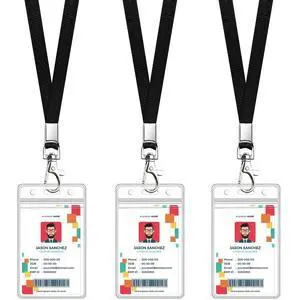 3 Pack Clear Vertical ID Badge Holder with Lanyard 3 Pack Clear Vertical ID Badge Holder with Lanyard