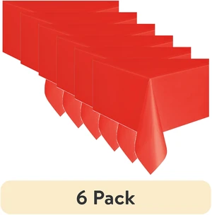 Way To Celebrate Rectangular Plastic Table Cover, Red, 54in x 108in, 6 Pack Way To Celebrate Rectangular Plastic Table Cover, Red, 54in x 108in, 6 Pack