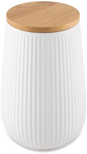 Thyme&Table 1.2L White Ceramic Ribbed Canister with Bamboo Lid Thyme&Table 1.2L White Ceramic Ribbed Canister with Bamboo Lid