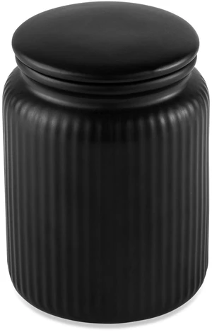 Thyme & Table Small 580mL Ceramic Ribbed Kitchen Organization Jar, Black Thyme & Table Small 580mL Ceramic Ribbed Kitchen Organization Jar, Black