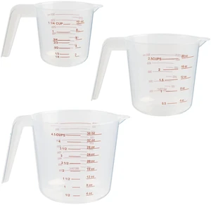 Mainstays 3-Piece Tapered Spout Nesting Plastic Measuring Cups Set, Clear Mainstays 3-Piece Tapered Spout Nesting Plastic Measuring Cups Set, Clear