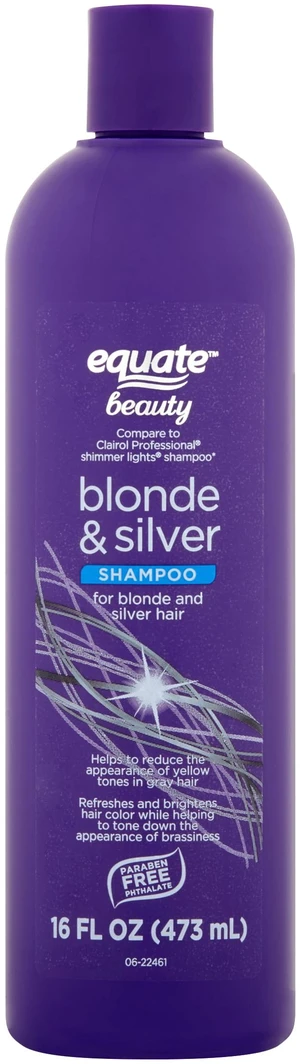 Equate Blonde & Silver Shampoo for Blonde and Silver Hair, 16fl oz, Compare to Clairol Professional Shimmer Lights Shampoo Equate Blonde & Silver Shampoo for Blonde and Silver Hair, 16fl oz, Compare to Clairol Professional Shimmer Lights Shampoo