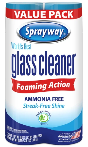 Sprayway Glass Cleaner Foaming Aerosol Spray, 19oz, Pack of 2 | Ammonia-Free, Streakless, Fast-Acting | Cleans & Polishes Glass Surfaces | Fresh Scent, Removes Fingerprints, Dust, Dirt, Smoke Film Sprayway Glass Cleaner Foaming Aerosol Spray, 19oz, Pack of 2 | Ammonia-Free, Streakless, Fast-Acting | Cleans & Polishes Glass Surfaces | Fresh Scent, Removes Fingerprints, Dust, Dirt, Smoke Film