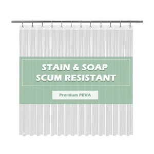 EHZNZIE Crystal Clear Shower Curtain Liner 72x72, PEVA Waterproof Bath Curtain, No Chemical Smell, 3 Weighted Magnets, Durable with Rustproof Metal Grommets EHZNZIE Crystal Clear Shower Curtain Liner 72x72, PEVA Waterproof Bath Curtain, No Chemical Smell, 3 Weighted Magnets, Durable with Rustproof Metal Grommets