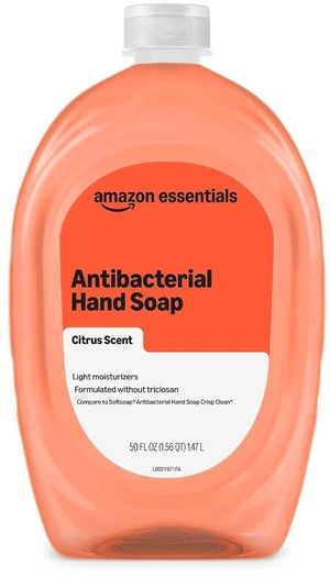 Amazon Basics Liquid Hand Soap Refill, Light Moisturizing, Triclosan-Free, Phthalate-Free, Paraben-Free, Citrus, 50 Fl Oz (Pack of 1) (Previously Solimo) Amazon Basics Liquid Hand Soap Refill, Light Moisturizing, Triclosan-Free, Phthalate-Free, Paraben-Free, Citrus, 50 Fl Oz (Pack of 1) (Previously Solimo)