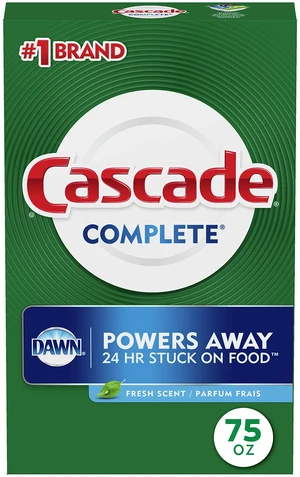 Cascade Complete Powder Dishwasher Detergent, Fresh Scent, 75 oz, White Cascade Complete Powder Dishwasher Detergent, Fresh Scent, 75 oz, White