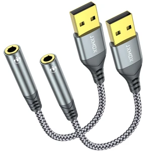 JXMOX USB to 3.5mm Audio Adapter (2-Pack) - USB-A to 3.5mm TRRS 4-Pole Female External Stereo Sound Card for Headphones, Mac, PS4, PS5, PC, Laptops, Desktops JXMOX USB to 3.5mm Audio Adapter (2-Pack) - USB-A to 3.5mm TRRS 4-Pole Female External Stereo Sound Card for Headphones, Mac, PS4, PS5, PC, Laptops, Desktops