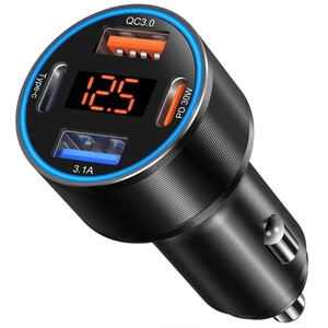 USB C Car Charger, 4-Port 65W Dual 12V USB-A & USB-C Car Phone Charger with Voltmeter PD/QC 3.0 Fast Charging Cigarette Lighter Adapter for iPhone 16e 15 14 13 12 11 Pro Max,Samsung, Android(Black) USB C Car Charger, 4-Port 65W Dual 12V USB-A & USB-C Car Phone Charger with Voltmeter PD/QC 3.0 Fast Charging Cigarette Lighter Adapter for iPhone 16e 15 14 13 12 11 Pro Max,Samsung, Android(Black)