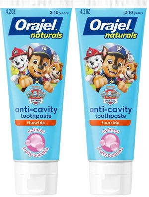 Orajel Toothpaste, Fruity Bubble Flavor, Fluoride | Kids | Paw Patrol | Anti-Cavity | 4.2oz Pack of 2 Orajel Toothpaste, Fruity Bubble Flavor, Fluoride | Kids | Paw Patrol | Anti-Cavity | 4.2oz Pack of 2