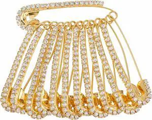 12 PCS Fancy Safety Pins, Rhinestone Gold and Sliver Safety Pins Large, Decorative Brooch Pins for Clothing, Women Crystal Brooch Pin for Clothes Hats Shawl 12 PCS Fancy Safety Pins, Rhinestone Gold and Sliver Safety Pins Large, Decorative Brooch Pins for Clothing, Women Crystal Brooch Pin for Clothes Hats Shawl