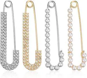 Safety Pin Brooch Decorative Brooch Pins for Women Clothing | Crystal Shawl Brooches for Women Shawl Shirt Dress Clips Pearl Pins Jewelry Sweater Clips Gold Silver Safety Pin Brooch Decorative Brooch Pins for Women Clothing | Crystal Shawl Brooches for Women Shawl Shirt Dress Clips Pearl Pins Jewelry Sweater Clips Gold Silver
