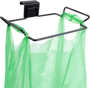 Large Stainless Steel Trash Bag Holder for Kitchen Cabinets Doors and Cupboards, Black Large Stainless Steel Trash Bag Holder for Kitchen Cabinets Doors and Cupboards, Black