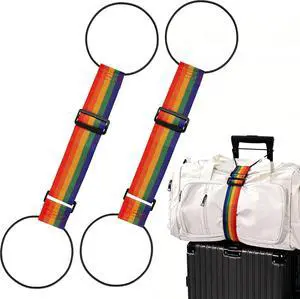 2pcs Luggage Straps for Suitcases, Adjustable Luggage Connector Straps | Securely Carry Hand Luggage, Hands-Free Travel Essential (Rainbow) 2pcs Luggage Straps for Suitcases, Adjustable Luggage Connector Straps | Securely Carry Hand Luggage, Hands-Free Travel Essential (Rainbow)