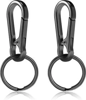2pcs Metal Keychain Rings, Sturdy Key Chain Ring Carabiner Clip, Key Holder Organizer for Purse Charms Hook, Paracord Keychain Lanyard, Men and Women Home Car Keyrings (Black) 2pcs Metal Keychain Rings, Sturdy Key Chain Ring Carabiner Clip, Key Holder Organizer for Purse Charms Hook, Paracord Keychain Lanyard, Men and Women Home Car Keyrings (Black)