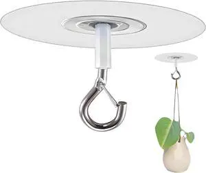 Adhesive Ceiling Hooks with Safety Clasp, Stick-On Wall Hooks for Plants, Wind Chimes, Home Storage and Bathroom Decor Adhesive Ceiling Hooks with Safety Clasp, Stick-On Wall Hooks for Plants, Wind Chimes, Home Storage and Bathroom Decor