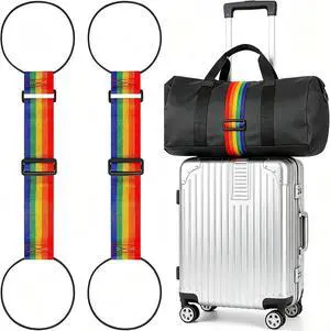 Adjustable Luggage Straps, 2 Pack Rainbow Elastic Bungee Connector, Heavy Duty Travel Belt to Connect Two Suitcases, Secure Add-a-Bag Strap for Carry On, Cruise & Travel Essentials Adjustable Luggage Straps, 2 Pack Rainbow Elastic Bungee Connector, Heavy Duty Travel Belt to Connect Two Suitcases, Secure Add-a-Bag Strap for Carry On, Cruise & Travel Essentials