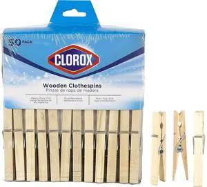 Clorox Wood Clothespins with Spring Value Pack Set of 50 | Rust Resistant, Heavy-Duty Coil, Non-Slip Grip for Line Drying Laundry, Chip Clips, Crafts, 50 Pack Clorox Wood Clothespins with Spring Value Pack Set of 50 | Rust Resistant, Heavy-Duty Coil, Non-Slip Grip for Line Drying Laundry, Chip Clips, Crafts, 50 Pack