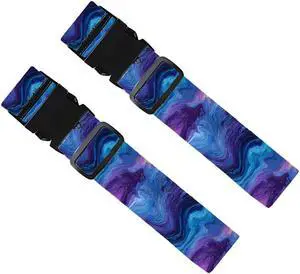 2 Pack Luggage Straps for Suitcases, Adjustable Travel Belt with Buckle, 2" Wide Heavy Duty Suitcase Straps for Summer Vacations, Purple Blue Marble Nebula Pattern, Travel Essentials, Multi 2 Pack Luggage Straps for Suitcases, Adjustable Travel Belt with Buckle, 2" Wide Heavy Duty Suitcase Straps for Summer Vacations, Purple Blue Marble Nebula Pattern, Travel Essentials, Multi