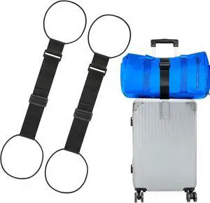 2 Pack Luggage Strap for Carry On Bag,Multi Use Strong Adjustable Connector Straps, Black Elastic Travel Belt for Suitcase, Backpack, Handbag, Easy Wrap, Lightweight 2 Pack Luggage Strap for Carry On Bag,Multi Use Strong Adjustable Connector Straps, Black Elastic Travel Belt for Suitcase, Backpack, Handbag, Easy Wrap, Lightweight