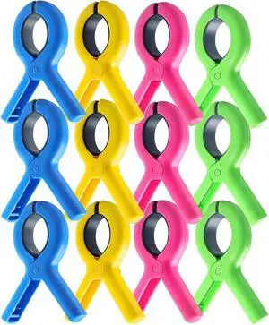 12 Pcs Beach Towel Clips for Beach Chairs, 3.7 Inch Clothes Pins for Cruise & Pool, Windproof Chair Clips for Towel Holder, 4 Colors 12 Pcs Beach Towel Clips for Beach Chairs, 3.7 Inch Clothes Pins for Cruise & Pool, Windproof Chair Clips for Towel Holder, 4 Colors
