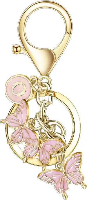 Initial letter small keychain for Women,Pink Butterfly bag Charms Cute Letter Keychain for Handbag Purse Initial letter small keychain for Women,Pink Butterfly bag Charms Cute Letter Keychain for Handbag Purse