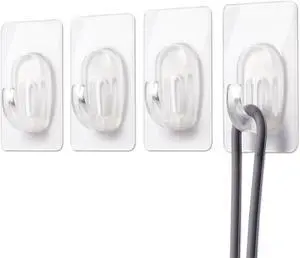 18 Pack Small Adhesive Wall Hooks, Clear Mini Hooks with Adhesive Strips, Damage Free Sticky Hooks for Hanging Decorations,Lights and Cables 18 Pack Small Adhesive Wall Hooks, Clear Mini Hooks with Adhesive Strips, Damage Free Sticky Hooks for Hanging Decorations,Lights and Cables