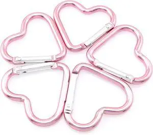 10pcs Heart-Shaped Aluminum Snap Hook Clip Key Holder, Keychain Clip (Light Pink) 10pcs Heart-Shaped Aluminum Snap Hook Clip Key Holder, Keychain Clip (Light Pink)