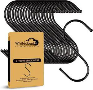 30 Pack Black S Hooks for Hanging Plants, Metal Hooks for Hanging, S Hooks for Hanging Heavy Duty, Durable S Shaped Kitchen Hooks for Kitchenware, Pots, Utensils, Clothes & Bags 30 Pack Black S Hooks for Hanging Plants, Metal Hooks for Hanging, S Hooks for Hanging Heavy Duty, Durable S Shaped Kitchen Hooks for Kitchenware, Pots, Utensils, Clothes & Bags
