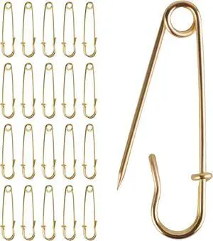 20 Pack of 2-Inch Heavy-Duty Steel Safety Pins Ideal for Blankets, Clothing, Crafts, and Canvas Work Gold 20 Pack of 2-Inch Heavy-Duty Steel Safety Pins Ideal for Blankets, Clothing, Crafts, and Canvas Work Gold