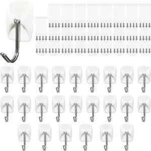 Small Wire Hooks for Wall 24 Hooks + 26 Adhesive Strips,Damage Free Hanging Wall Hooks with Adhesive Strips,No Tools Adhesive Hooks for Key Holder,Christmas Decorations (Holds up to 0.5 lb) Small Wire Hooks for Wall 24 Hooks + 26 Adhesive Strips,Damage Free Hanging Wall Hooks with Adhesive Strips,No Tools Adhesive Hooks for Key Holder,Christmas Decorations (Holds up to 0.5 lb)