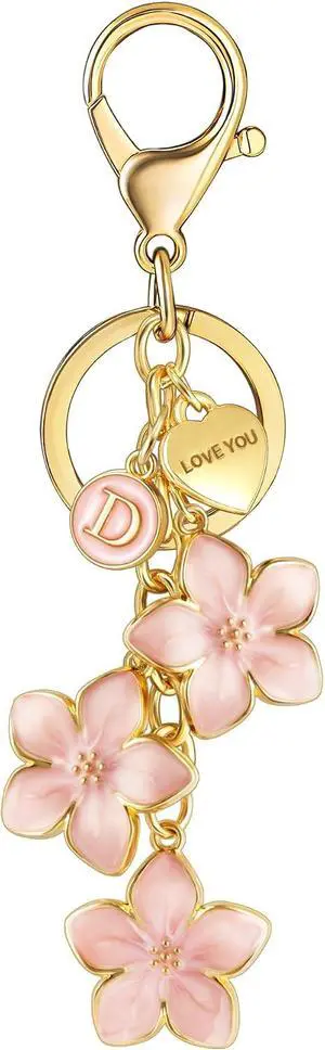 XGALBLA Big Flower Initial Keychain with Love You Heart, Cute Flower Letter Keychain for Women, Bag Charms for Handbags Purse XGALBLA Big Flower Initial Keychain with Love You Heart, Cute Flower Letter Keychain for Women, Bag Charms for Handbags Purse
