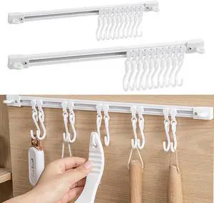 OULIGET Utility Slide Rail Hook,Under Cabinet Kitchen No Punching Hooks for Hanging Utensil,Bathroom Bedroom Office Wall Door Rack with 10 Hooks,15.7 and 11.8 Inches,2Pieces OULIGET Utility Slide Rail Hook,Under Cabinet Kitchen No Punching Hooks for Hanging Utensil,Bathroom Bedroom Office Wall Door Rack with 10 Hooks,15.7 and 11.8 Inches,2Pieces