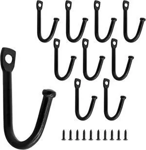 Piutouyar Metal J Shaped Iron Hooks, 1.4 Inch Single Hooks, Black, 10Pcs | Wall Mounted Hook, Simple Hanger Hook for Coats, Bags and Key Piutouyar Metal J Shaped Iron Hooks, 1.4 Inch Single Hooks, Black, 10Pcs | Wall Mounted Hook, Simple Hanger Hook for Coats, Bags and Key