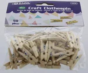 BAZIC Mini Natural Clothespins, Wood, 50 Per Pack (3438-24P) BAZIC Mini Natural Clothespins, Wood, 50 Per Pack (3438-24P)