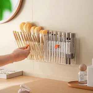 Wall-Mounted Makeup Eyeliner Lip Liner Organizer Holder, 16-Slot Cabinet Storage for Brush, Makeup Pencils, Concealer Pencil Display Case for Vanity Bathroom, Clear Wall-Mounted Makeup Eyeliner Lip Liner Organizer Holder, 16-Slot Cabinet Storage for Brush, Makeup Pencils, Concealer Pencil Display Case for Vanity Bathroom, Clear